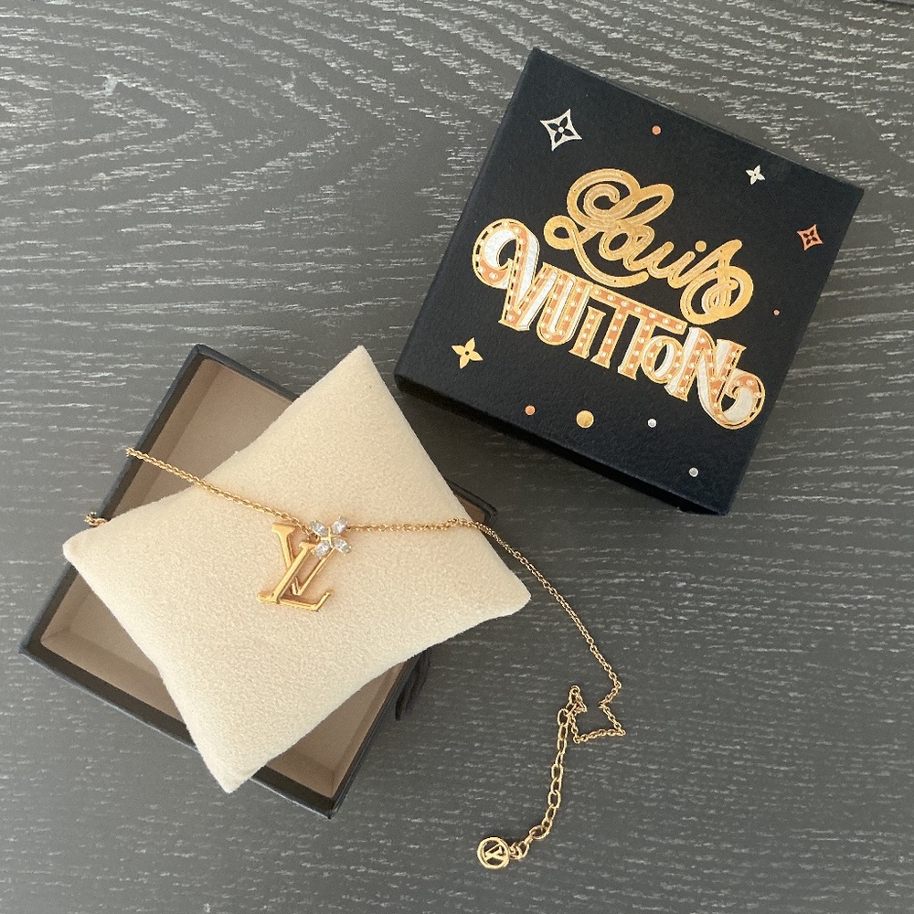 Louis Vuitton Floral Gold Crystal Pendant Necklace